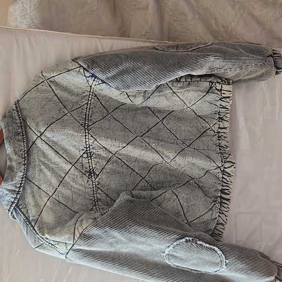 Vintage Havana Quilted Washed/Acid Blue Denim Boxy Jacket sz M - Picture 5 of 10